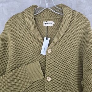 NWT Taylor Stitch Size 46 Crawford Cardigan Green Collar Cotton Sweater